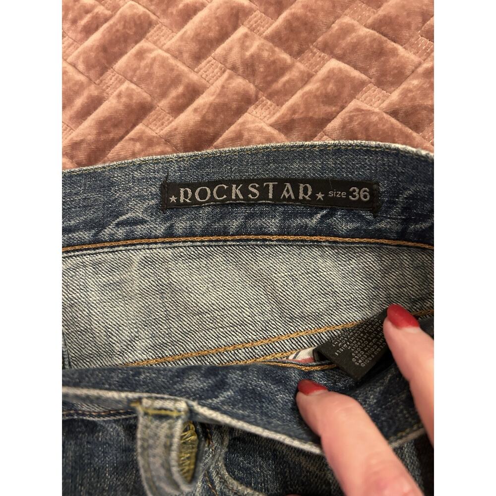 Men’s Straight Patchwork Distressed Blue Jeans - image 3